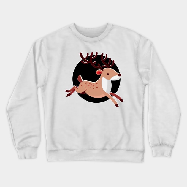 Light Reindeer Jumping - Black Background Crewneck Sweatshirt by Star Fragment Designs